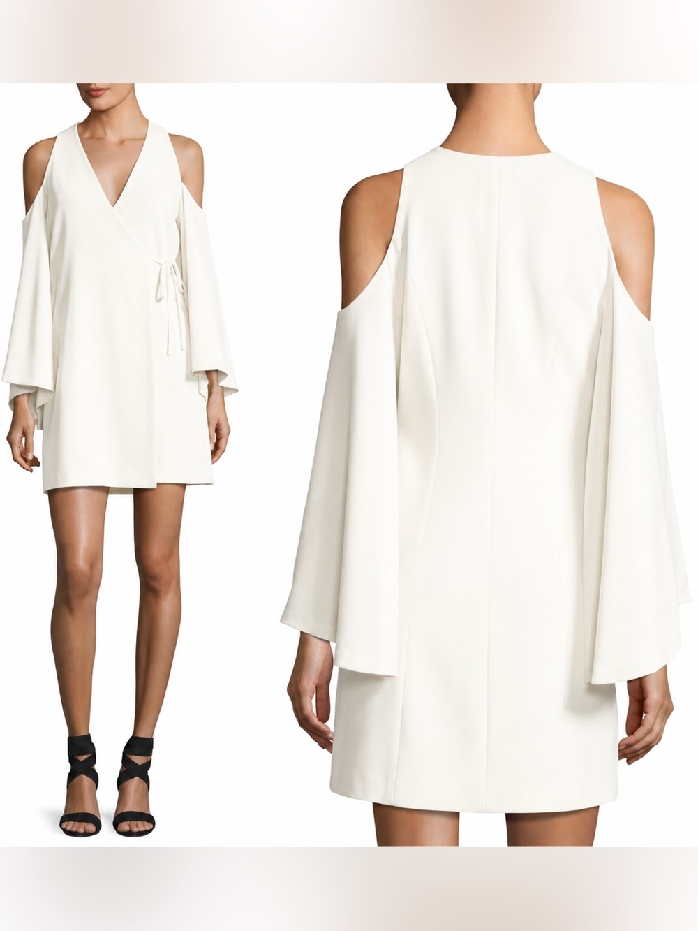 ALEXIS WRAP DRESS WITH STATEMENT BELL SLEEVES SMALL